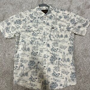 Howler Brothers White and Blue Patterned Shirt